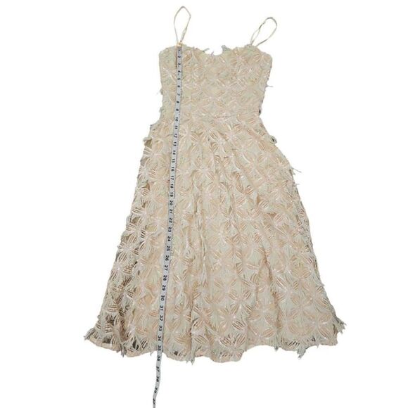 NWOT Dress the Population Sequin Fringe Dress Size XS Cream - Picture 10 of 12